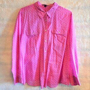 LRL Pink Polka Dot Button-Up Shirt